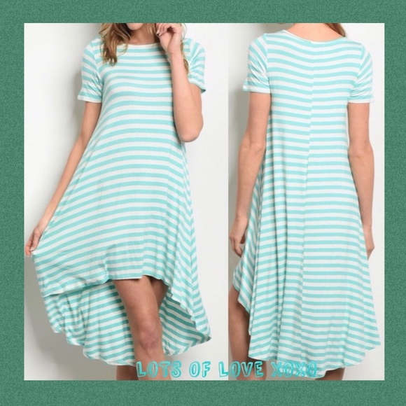 Dresses & Skirts - MINT GREEN STRIPE HIGH-LOW DRESS